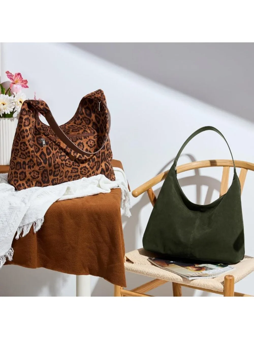 Stylish Vegan Leather Slouchy Tote Bag | 18L Hobo Purse with Zipper & Pockets